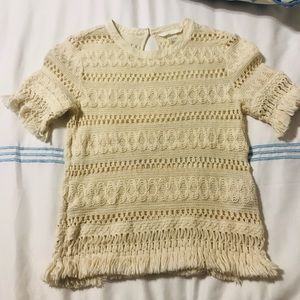 H&M Crotchet Fringe Hem Top